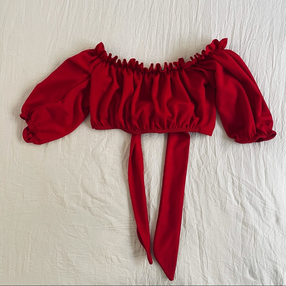 pretty little thing red crop top
